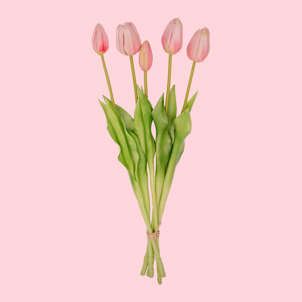Deko-Set „Erdbeermädchen" – Vase mit 10 Real-Touch-Kunsttulpen