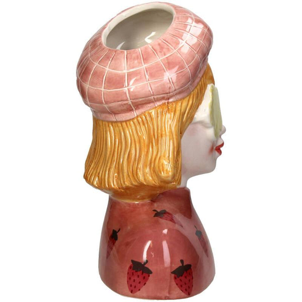 Vase Erdbeermädchen aus Steingut