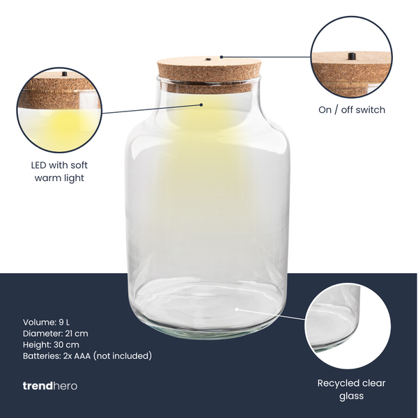 Terrarium-Flasche „Milky“ mit Beleuchtung