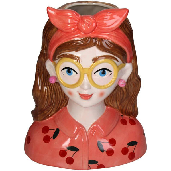 Deko-Vase Fashion Lady ‚Jessie' mit Brille und Haarband