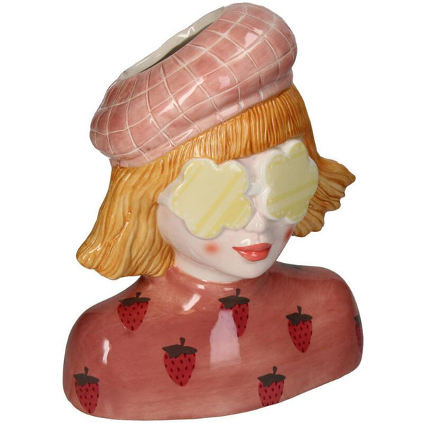 Vase Erdbeermädchen aus Steingut