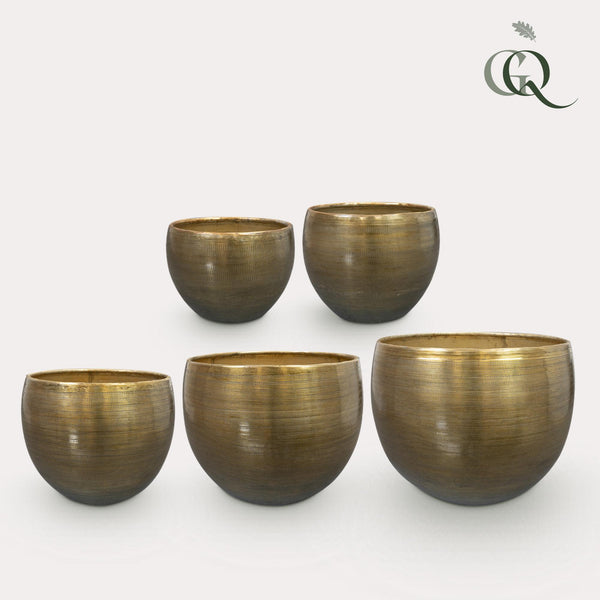 Pflanzgefäß-Set „Rowen“ aus Aluminium, 5-teilig – Gold