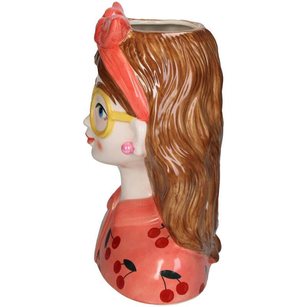 Deko-Vase Fashion Lady ‚Jessie' mit Brille und Haarband