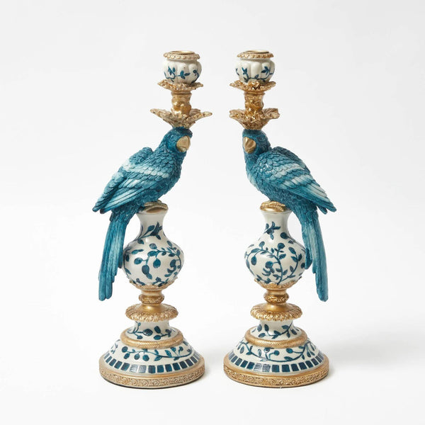 Kerzenständer Dutch Blue Parrot, links