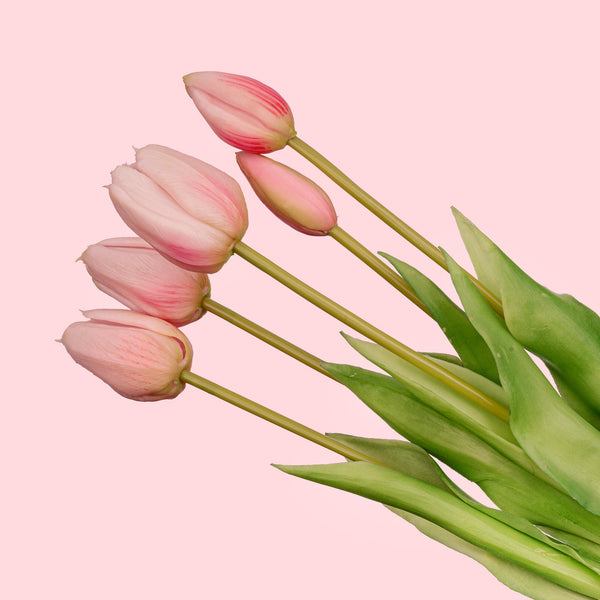 Deko-Set „Erdbeermädchen" – Vase mit 10 Real-Touch-Kunsttulpen