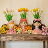 Deko-Set „Erdbeermädchen" – Vase mit 10 Real-Touch-Kunsttulpen