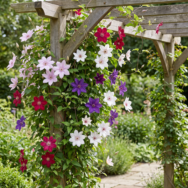 Waldreben-Set „Rainbow" – Clematis in Lila, Rot, Rosa und Weiß – Ansicht 5