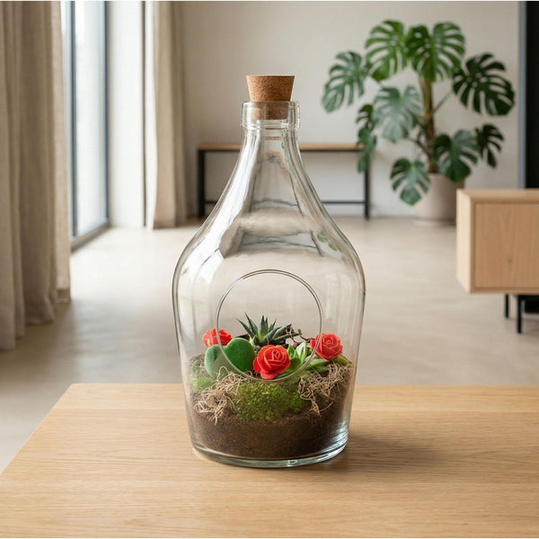 Flaschengarten-Set „Love in a Bottle“ – offenes DIY-Pflanzenterrarium