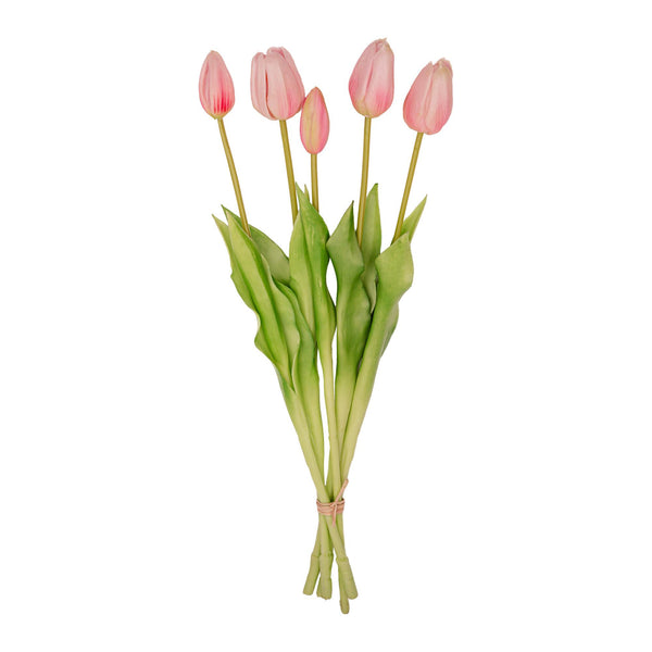 Deko-Set „Erdbeermädchen" – Vase mit 10 Real-Touch-Kunsttulpen