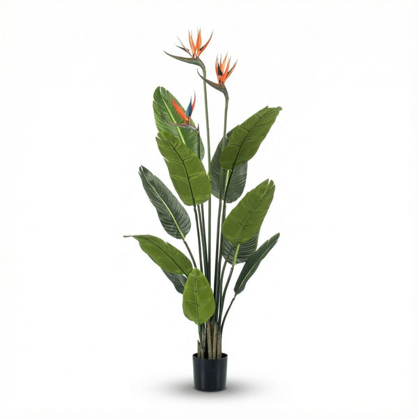 Kunstpflanze Strelitzie mit Blüten im schwarzen Topf – Ansicht 6