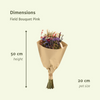 Trockenblumen Feldblumenstrauß Rosa- Ø25cm - ↕60cm - Ø20 - ↨50cm