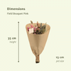 Trockenblumen Feldblumenstrauß Rosa- Ø25cm - ↕60cm - Ø15 - ↨35cm