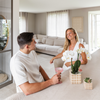 Nachtfalterorchidee weiß – Phalaenopsis Amabilis & Sukkulente – ↕ 20–35 cm – Ø 9 & 6 cm | Mosa-Dekotöpfe Braun